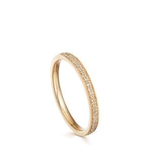 White Sapphire Biography Eternity Ring - Yellow Gold (Vermeil)