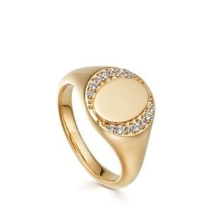White Sapphire Biography Signet Ring - Yellow Gold (Vermeil)
