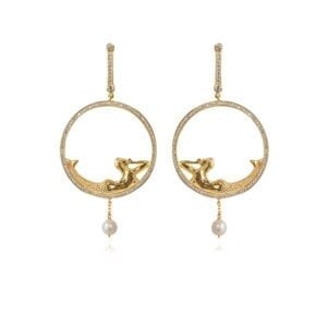 APPLES & FIGS 24k Gold Vermeil Mermaid & Pearl Earrings
