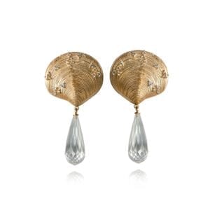 APPLES & FIGS 24k Gold Vermeil Siren Tears Shell Earrings