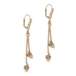 Alexander McQueen Crystal-embellished Gold-tone Skull Drop Earrings