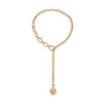 Gold Large Sphere Chain Lariat Necklace