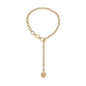 Gold Large Sphere Chain Lariat Necklace