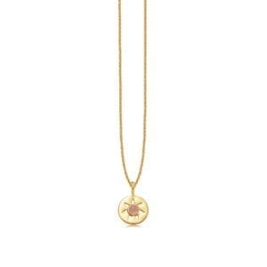 Gold Rose Chalcedony July Birthstone Necklace