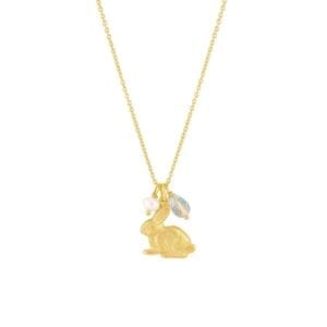 Van Peterson Gold Rabbit Pendant With Gemstones