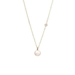 Zoe Chicco 14ct Yellow Gold Diamond And Pearl Necklace