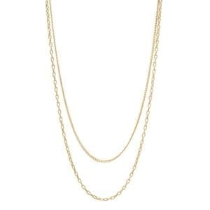 Zoe Chicco 14ct Yellow Gold Double Chain Curb Necklace