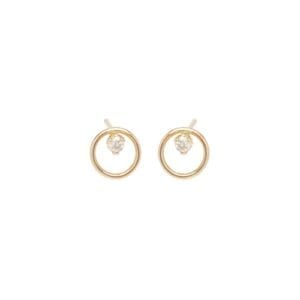Zoe Chicco 14ct Yellow Gold Small Diamond Circle Stud Earrings