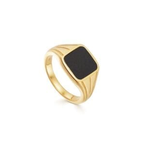 Gold and Black Onyx Signet Ring with square gemstone from Missoma Jewellery